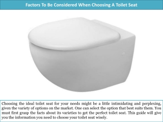 Factors To Be Considered When Choosing A Toilet Seat