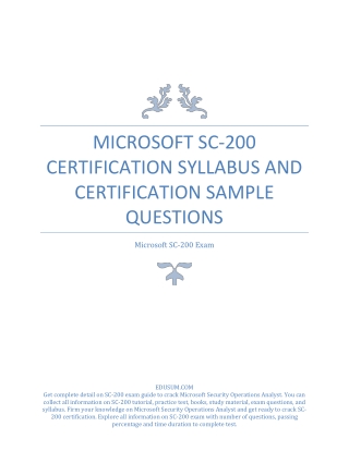 Microsoft SC-200 Certification Syllabus and Certification Sample Questions