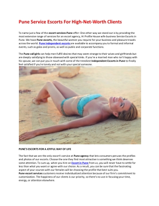 Pune Service Escorts For High-Net-Worth Clients