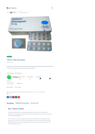 Buy Valium Online | Quality Med Store | Valium Diazepam For Sale