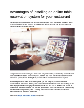 Advantages of installing an online table reservation system for your restaurant