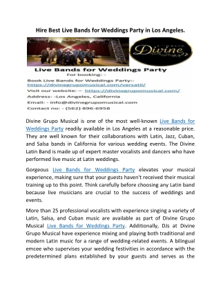 Live Bands for Weddings Party