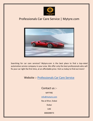 Professionals Car Care Service  Mytyre