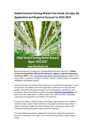 Global Vertical Farming Market Research Report 2022-2027