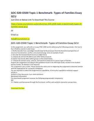 SOC-320-O500 Topic 1 Benchmark- Types of Families Essay GCU