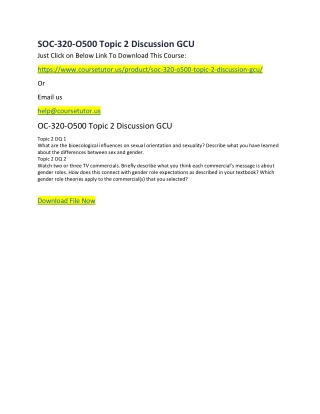 SOC-320-O500 Topic 2 Discussion GCU