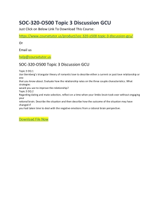 SOC-320-O500 Topic 3 Discussion GCU