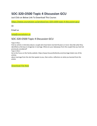 SOC-320-O500 Topic 4 Discussion GCU