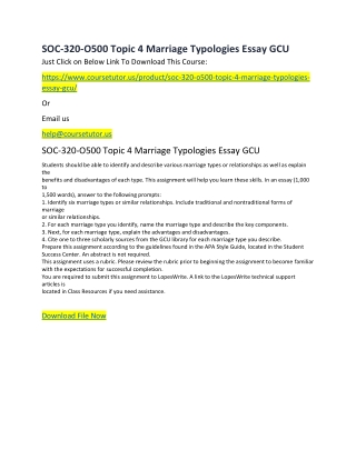 SOC-320-O500 Topic 4 Marriage Typologies Essay GCU