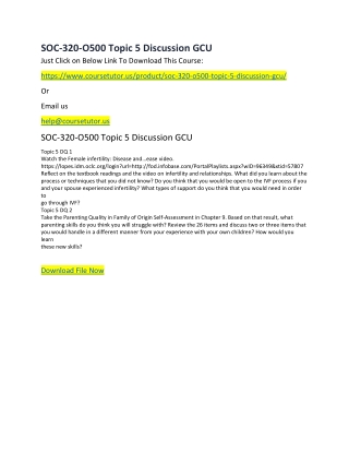 SOC-320-O500 Topic 5 Discussion GCU