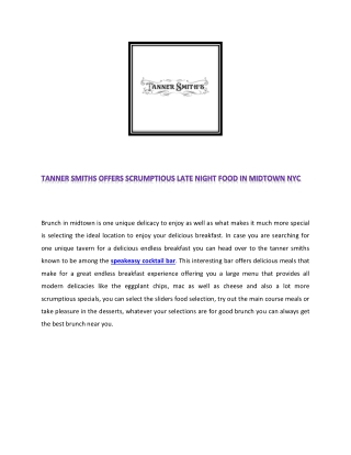 TANNER SMITHS OFFERS SCRUMPTIOUS LATE NIGHT FOOD IN MIDTOWN NYC1