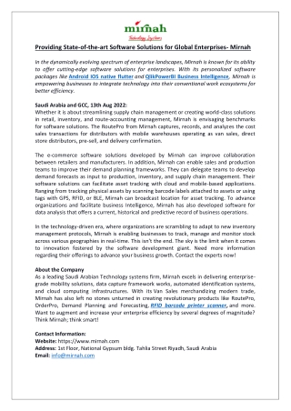 Providing State-of-the-art Software Solutions for Global Enterprises - Mirnah