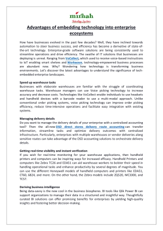 Advantages of embedding technology into enterprise ecosystems