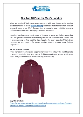 Our Top 10 Picks for Men’s Hoodies