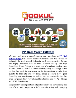 PP Ball Valve Fittings