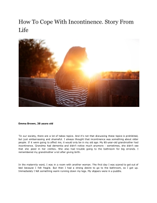 How To Cope With Incontinence