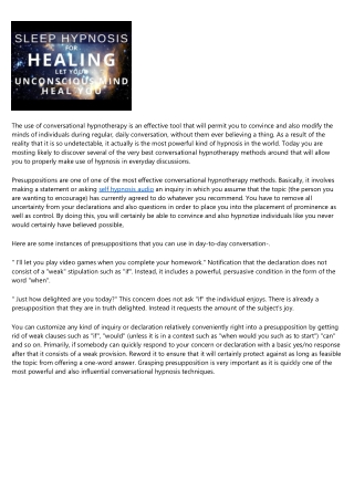 Making Use Of Conversational Hypnotherapy - Conversational Hypnotherapy Techniqu