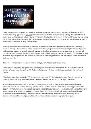 Using Conversational Hypnosis - Conversational Hypnosis Techniques