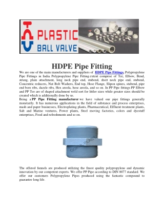 HDPE Pipe Fitting