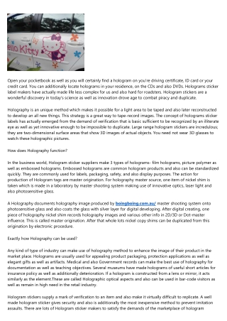 Hologram Sticker Manufacturers - The New Age Imaging Remedy
