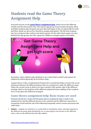 Students read the Game Theory Assignment Help