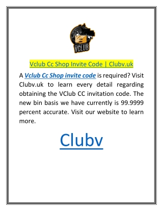 Vclub Cc Shop Invite Code  Clubv.uk