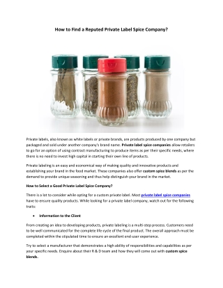 How to Find a Reputed Private Label Spice Company