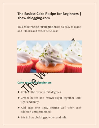 The Easiest Cake Recipe for Beginners | Thew3blogging.com