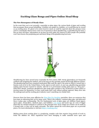 Exciting Glass Bongs and Pipes Online Head Shop