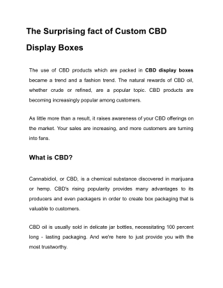 The Surprising fact of Custom CBD Display Boxes