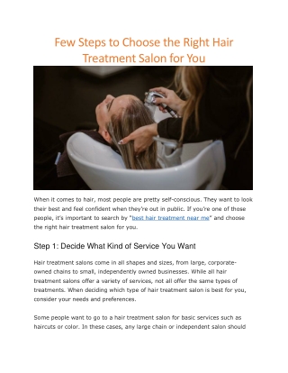 hair treatment salon