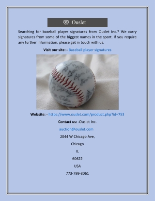 Baseball Player Signatures  Ouslet.com