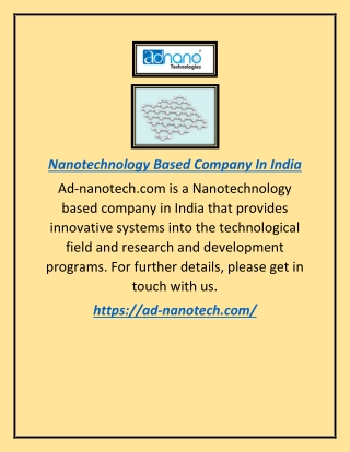 Nanotechnology Based Company In India | Ad-nanotech.com