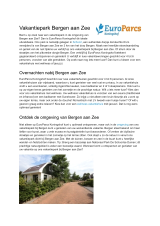 Residence Koningshof  Vakantie Bergen aan Zee