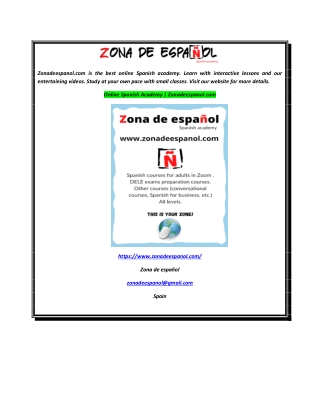 Online Spanish Academy  Zonadeespanol.com