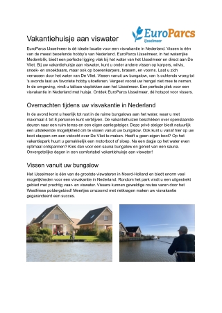 Vakantiehuisje aan viswater