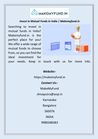 Invest In Mutual Funds In India  Makemyfund.in