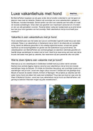 Luxe vakantiehuis met hond