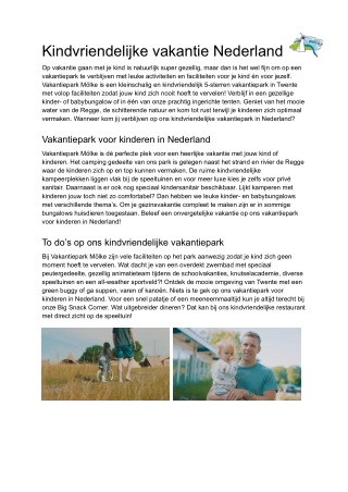Kindvriendelijke vakantie Nederland