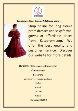 Long Sleeve Prom Dresses  Kateprom