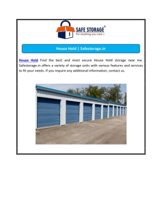 House Hold | Safestorage.in