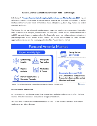 Fanconi Anemia Market