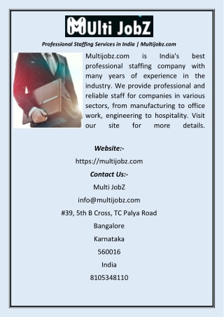 Professional Staffing Services in India  Multijobz
