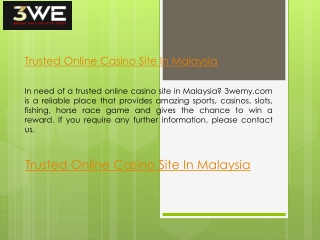 Trusted Online Casino Site In Malaysia  3wemy.com