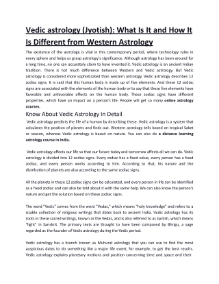 Vedic astrology (Jyotish)- What Is It and How It Is Different from Western Astrology