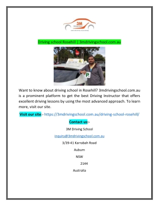 Driving school Rosehill  3mdrivingschoolcom