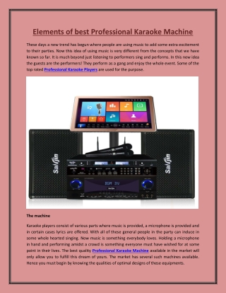 Elements of best Professional Karaoke Machine