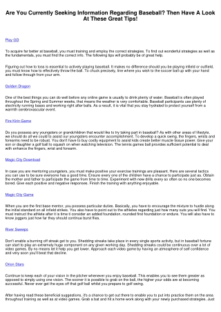 Have You Been Trying to find Details About Baseball? Then Look At These Superb Advice!
