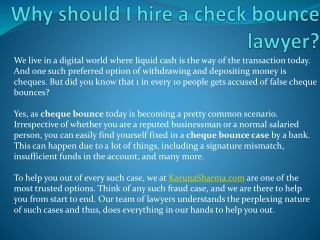 Why Should I hire a Check bounce lawyer