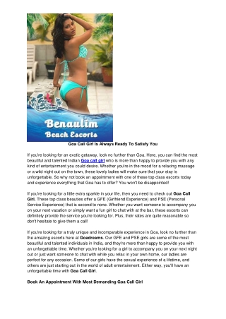 Goa call girl